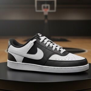 Nike Court Vision Low Men's 10.5 Black and White Sneakers